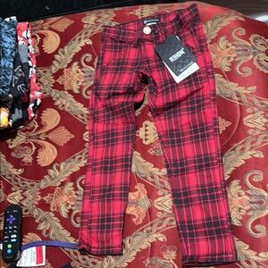 Red Plaid Pants by Hudson